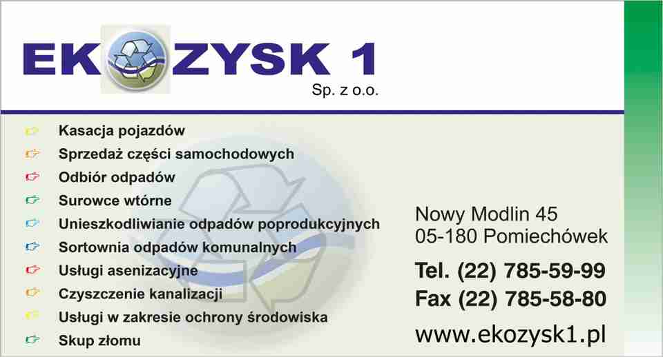 "EKOZYSK" 1 Sp. z o.o. - kasacja pojazdów NOWY DWÓR MAZOWIECKI kasacja pojazdów NOWY DWÓR MAZOWIECKI